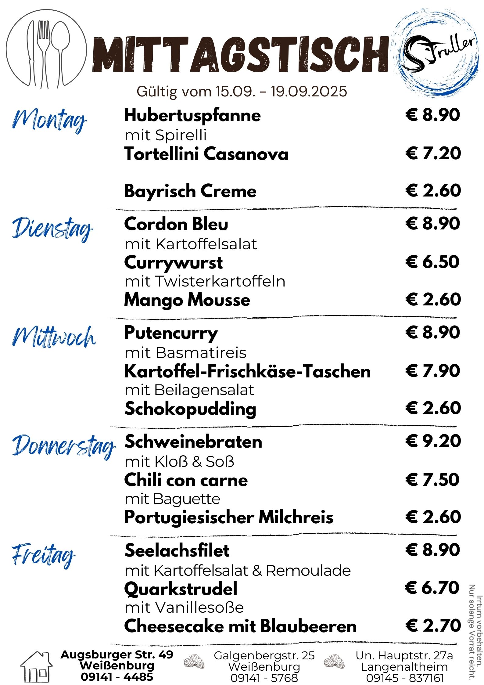 Mittagstisch Kw 19